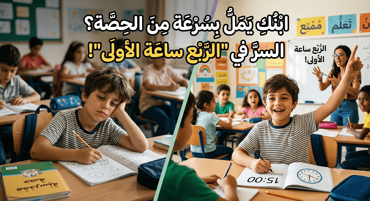 ابنك يمل بسرعة من الحصة؟ السر في "الربع ساعة الأولى"!